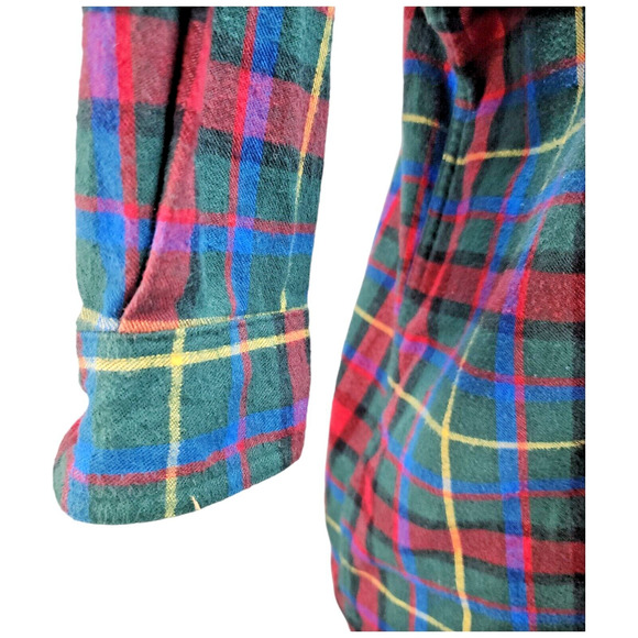 L.L Bean Traditional Fit Flannel Shirt Men XLARGE Green Red Western Scotch Plaid - Picture 4 of 11